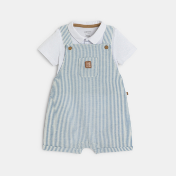 سالوبيت قصير مقلم وبودي أزرق للصبي حديث الولادة